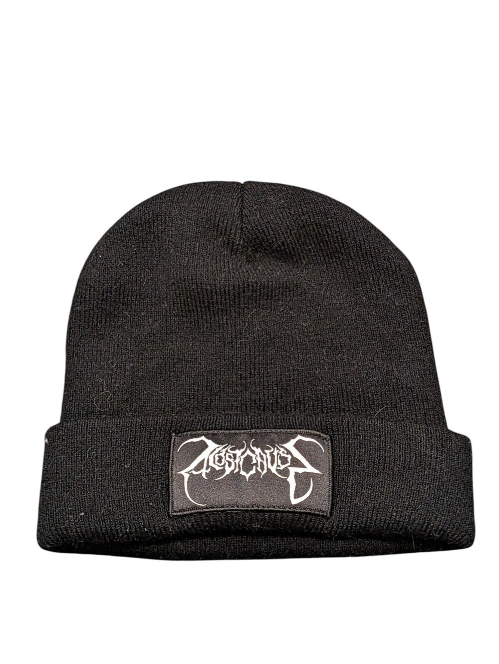 A Lost Cause Cursed Tall Beanie Black Acrylic Knit Cuffed Hat One Size